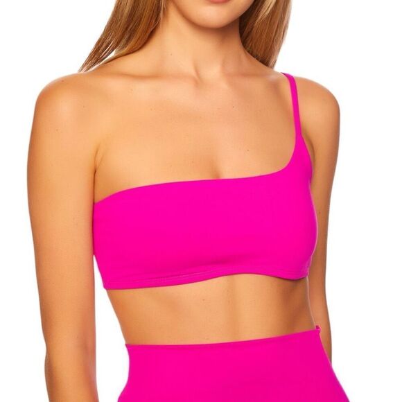 Susana Monaco One Arm String Crop Top in Magenta Small - Picture 1 of 11